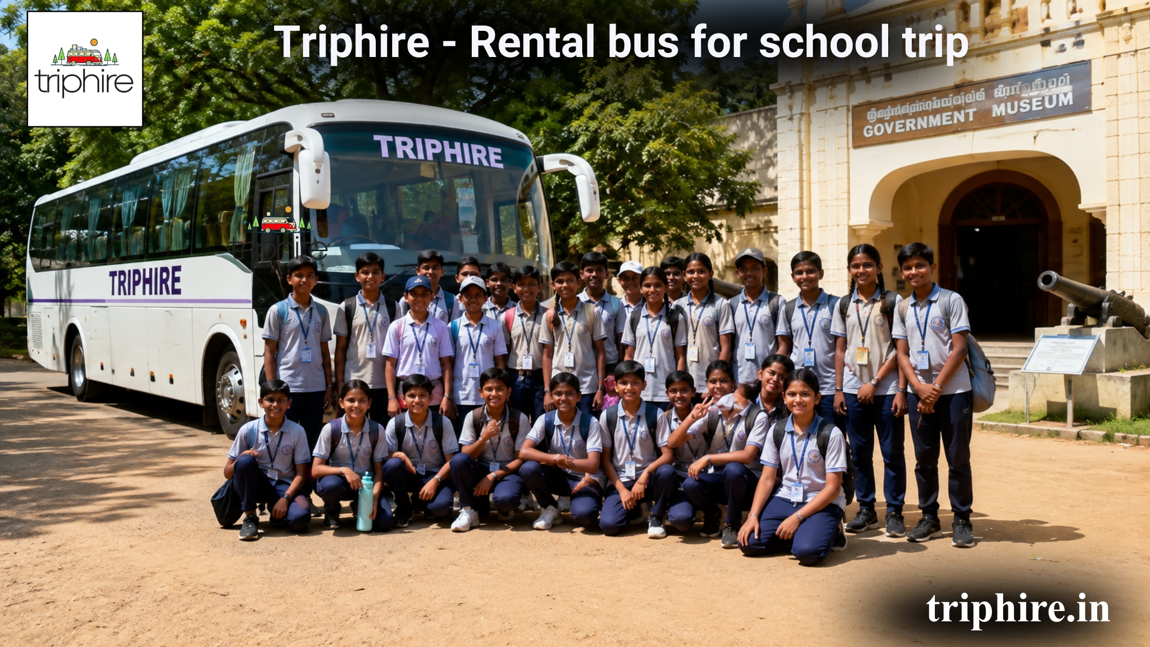 Rental bus for school trip in Tamil Nadu with students